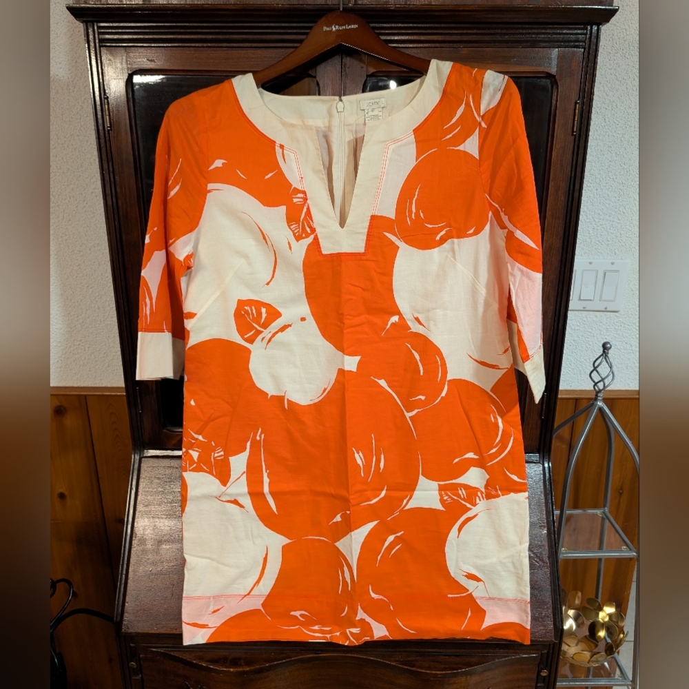 J. Crew Orange and Cream Dress